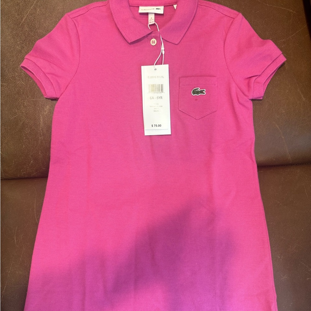 Lacoste Hot Pink Polo Dress with Chest Pocket